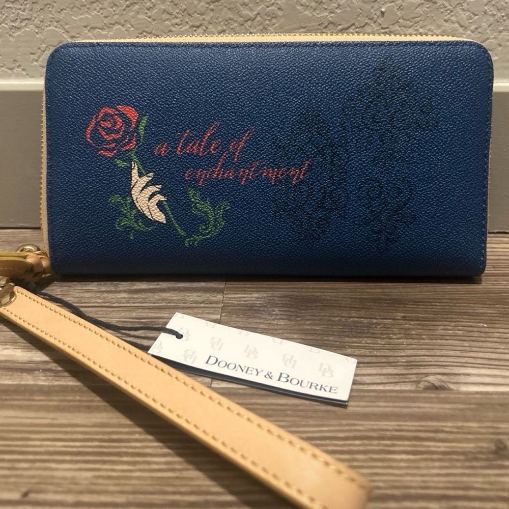 Disney Parks Dooney & Bourke Beauty & The Beast Belle Roses Wallet Wristlet - Picture 4 of 13